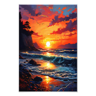 Vibrant Ocean Sunset - Kustkunst Foto Afdruk