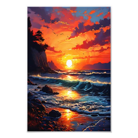Vibrant Ocean Sunset - Kustkunst Foto Afdruk (Voorkant)