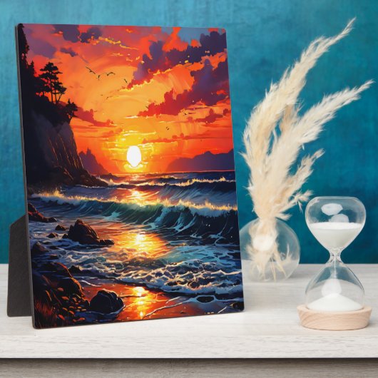 Vibrant Ocean Sunset - Kustkunst Fotoplaat (Zijkant)