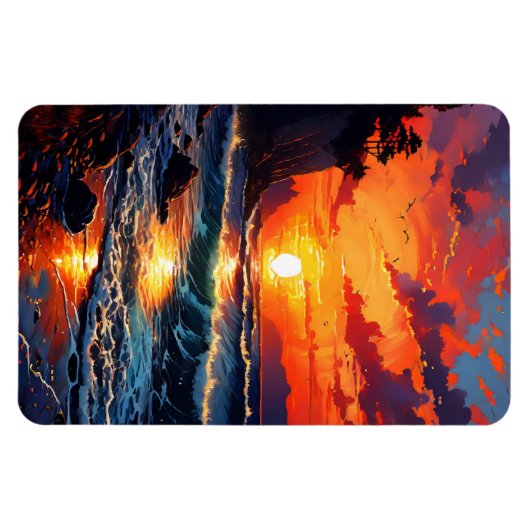 Vibrant Ocean Sunset - Kustkunst Magneet (Horizontaal)