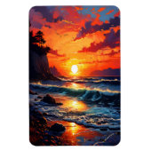 Vibrant Ocean Sunset - Kustkunst Magneet (Verticaal)