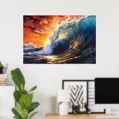 Vibrant Ocean Wave | Ai Poster (Thuiskantoor)
