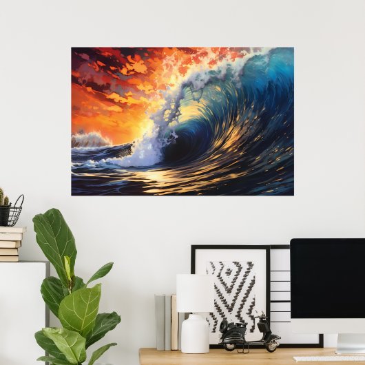 Vibrant Ocean Wave | Ai Poster (Thuiskantoor)
