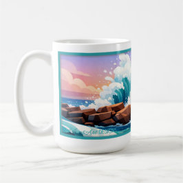 Vibrant Ocean Wave Crashing on Rocky Shore Koffiemok