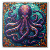 Vibrant Octopus Tegel Design Tegeltje (Voorkant)