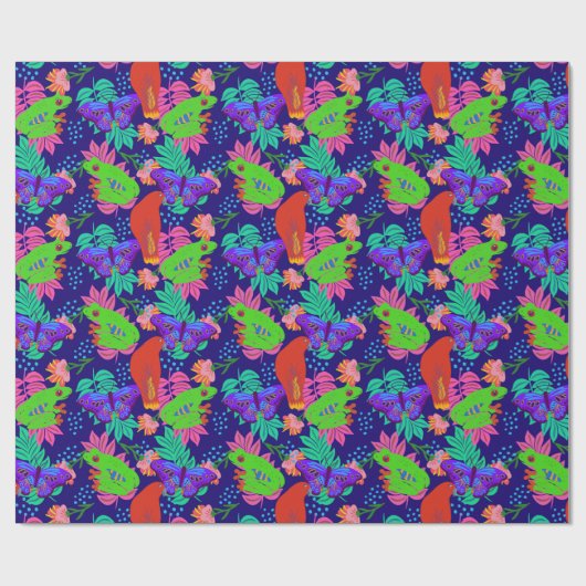Vibrant oerwoud patroon cadeaupapier (Vlak)