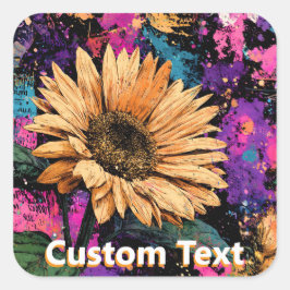 Vibrant Oil Paint Sunflower Art  Vierkante Sticker