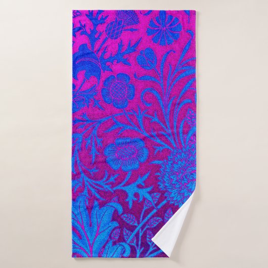 Vibrant, ombre, art nouveau, William Morris, paars Badhanddoek (Badhanddoek)
