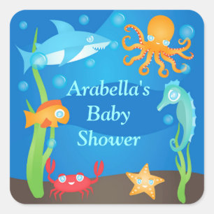 Vibrant onder Zee Baby shower Stickers
