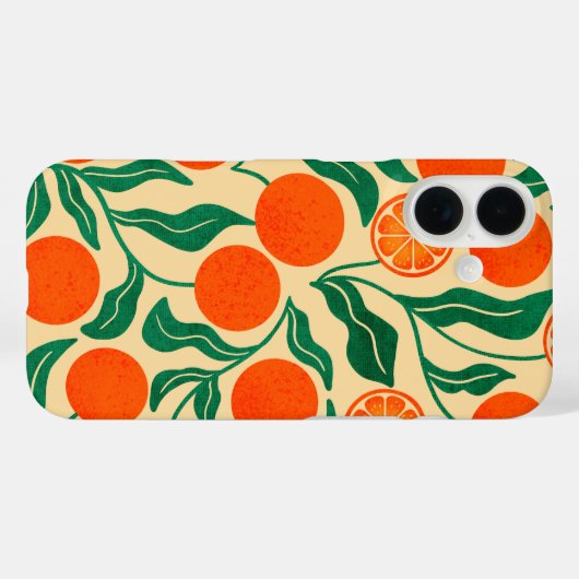Vibrant Orange Citrus Botanical Pattern  Case-Mate iPhone Case (Achterkant (horizontaal))