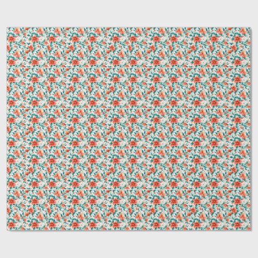 Vibrant Orange Floral Garden Pattern - Elegant Tea Cadeaupapier (Vlak)
