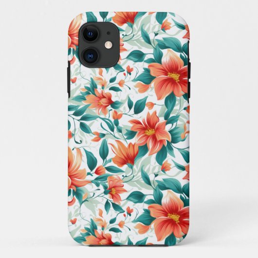 Vibrant Orange Floral Garden Pattern - Elegant Tea Case-Mate iPhone Case (Achterkant)