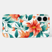 Vibrant Orange Floral Garden Pattern - Elegant Tea Case-Mate iPhone Case (Achterkant (horizontaal))