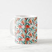 Vibrant Orange Floral Garden Pattern - Elegant Tea Koffiemok (Voorkant links)