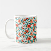 Vibrant Orange Floral Garden Pattern - Elegant Tea Koffiemok (Links)