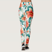 Vibrant Orange Floral Garden Pattern - Elegant Tea Leggings (Achterkant)