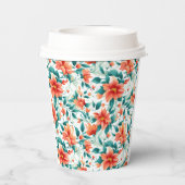 Vibrant Orange Floral Garden Pattern - Elegant Tea Papieren Bekers (Achterkant)