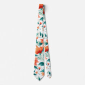 Vibrant Orange Floral Garden Pattern - Elegant Tea Stropdas (Voorkant)