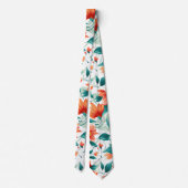 Vibrant Orange Floral Garden Pattern - Elegant Tea Stropdas (Achterkant)