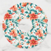 Vibrant Orange Floral Garden Pattern - Elegant Tea Wijnglaslabel (Achterkant)