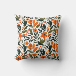 Vibrant Orange Flowers Spring Floral Pattern Chic Kussen