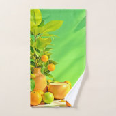 Vibrant Orange Green Still Life Design Bad Handdoek (Handdoek)