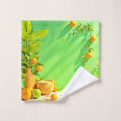 Vibrant Orange Green Still Life Design Bad Handdoek (Wasdoekje)