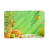 Vibrant Orange Green Still Life Design Badmat (Voorkant)
