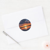 Vibrant Orange Lake Sunset View Ronde Sticker (Envelop)