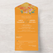 Vibrant Orange Marigold Summer Wedding All In One Uitnodiging (Binnen)