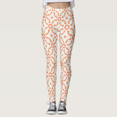 Vibrant Orange-Red Floral & Bow Pattern Leggings (Voorkant)