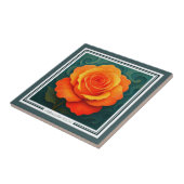 Vibrant Orange Rose Paper-Cut FloralCeramic Tile Tegeltje (Zijkant)