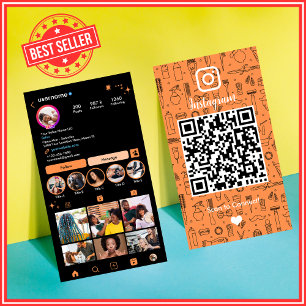Vibrant Orange Salon Instagram Social QR Visitekaartje