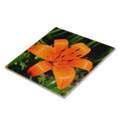 Vibrant oranje Aziatische Lily Flower Tegeltje (Zijkant)