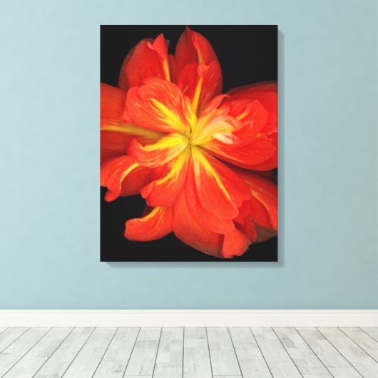 Vibrant Oranje Begonia Macro Canvas Afdruk (Insitu (Houten vloer))