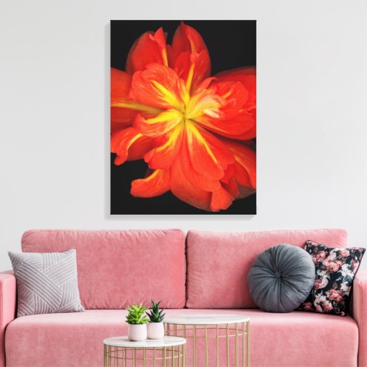 Vibrant Oranje Begonia Macro Canvas Afdruk (Insitu (Woonkamer))
