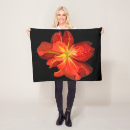 Vibrant Oranje Begonia Macro Fleece Deken