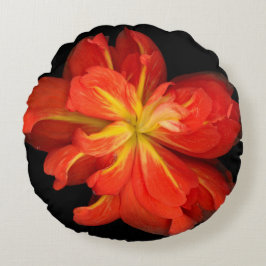 Vibrant Oranje Begonia Macro Rond Kussen