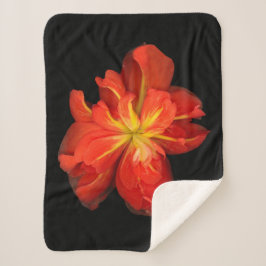 Vibrant Oranje Begonia Macro Sherpa Deken