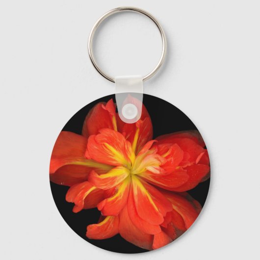 Vibrant Oranje Begonia Macro Sleutelhanger (Voorkant)