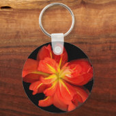 Vibrant Oranje Begonia Macro Sleutelhanger (Voorkant)