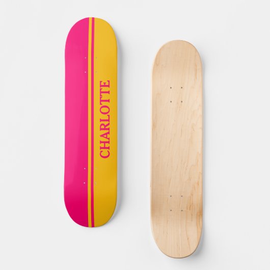 Vibrant Oranje en warm roze Persoonlijk Skateboard (Voorkant)