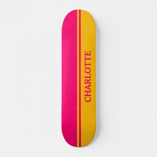 Vibrant Oranje en warm roze Persoonlijk Skateboard (Voorkant)