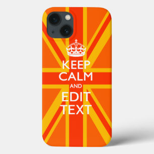 Vibrant Oranje Keep Calm Jouw tekst Union Jack Case-Mate iPhone Case