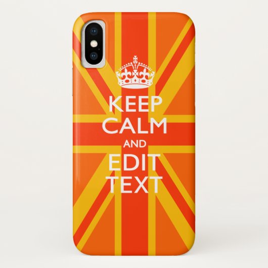 Vibrant Oranje Keep Calm Jouw tekst Union Jack Case-Mate iPhone Case (Achterkant)