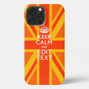 Vibrant Oranje Keep Calm Jouw tekst Union Jack iPhone 13 Pro Max Hoesje