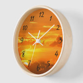 Vibrant oranje sky Sunrise-klok rond (Hoek)