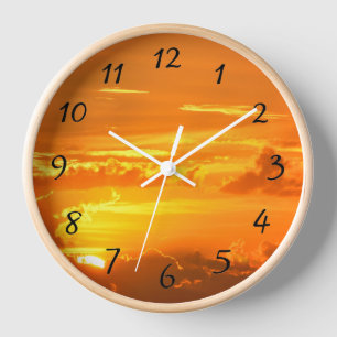 Vibrant oranje sky Sunrise-klok rond