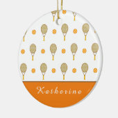 Vibrant Oranje Tennis Fun Persoonlijk afspeelappar Keramisch Ornament (Links)
