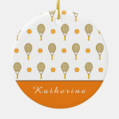 Vibrant Oranje Tennis Fun Persoonlijk afspeelappar Keramisch Ornament (Achterkant)